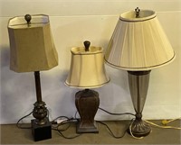 (Q) 3 Table Lamps Tallest 34in h, all working