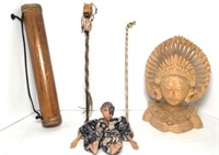 Wooden Rain Stick, Thai Composite Bust & More