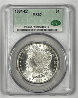 1884-CC Morgan Silver $1 CACG MS62