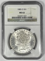 1885-O Morgan Silver $1 NGC MS62