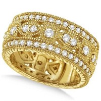 14k Yellow Gold Vintage Style Byzantine Wide Band