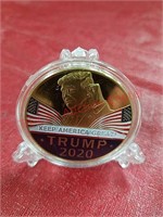 Donald Trump 2020 novelty coin in plastic case
