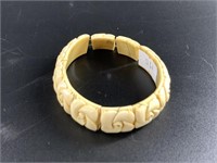 Vintage carved ivory stretch bracelet, each piece