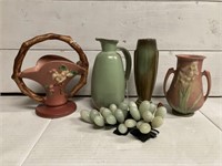 Lot Frankoma and Roseville Pottery, Marble Grapes
