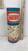 Large vintage tube of original tinker toys.