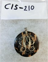 C15-210 Edwardian shell & sterling necklace drop