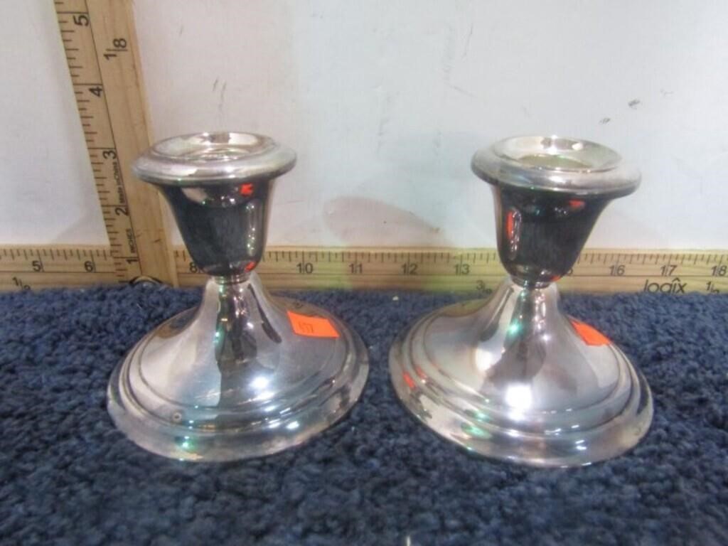 PAIR-- SILVERPLATE CANDLE HOLDERS