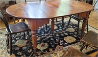 Cherry drop leaf harvest table with 6 leaves -