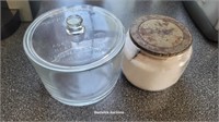 2 jars - sanitary refrigerator (has chip) and