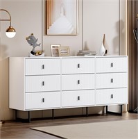 Chrangmay White 9 Drawer Dresser