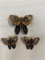 Vintage butterfly pin/pendant w earrings