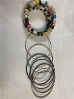 Lot of 9 bracelets, silver color and multicolored