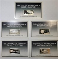 (5) Sterling Silver 1 oz Air & Space Ingots **