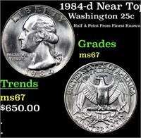 1984-d Washington Quarter Near Top Pop! 25c Graded