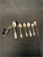 7 decorative sterling spoons - 94.8g