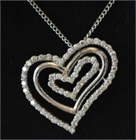6ct White Sapphire Heart Necklace