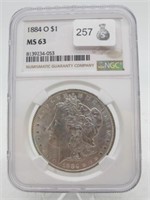 1884 O  MORGAN SILVER DOLLAR NGC MS63