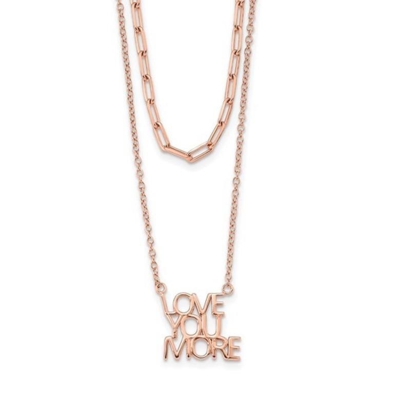 Sterling Silver Love You More Two Strand Necklace
