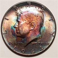 1964 Kennedy Half Dollar - GEM BU Toner