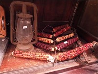Vintage corn dryer, candle mold, barn lantern