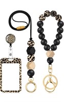 ( New ) Set of 3 Leopard Beaded Lanyards for ID