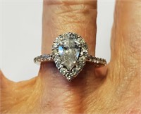 14k Gold Pear Shaped Diamond Ring Size 7 3/4
