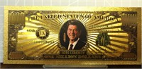 24k gold-plated banknote Ronald Reagan