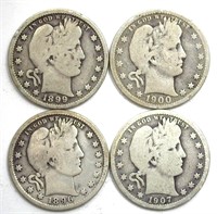 1896 1899 1900 1907 Quarter VG 4pc Lot