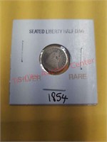 Rare silver seated liberty half dime 1854