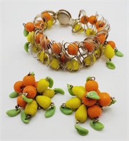 (H) vtg Fruit Bracelet (8" long) land Clip-on