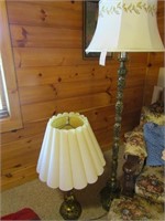 1 Table and 1 Gold Floor Lamp w/Shades