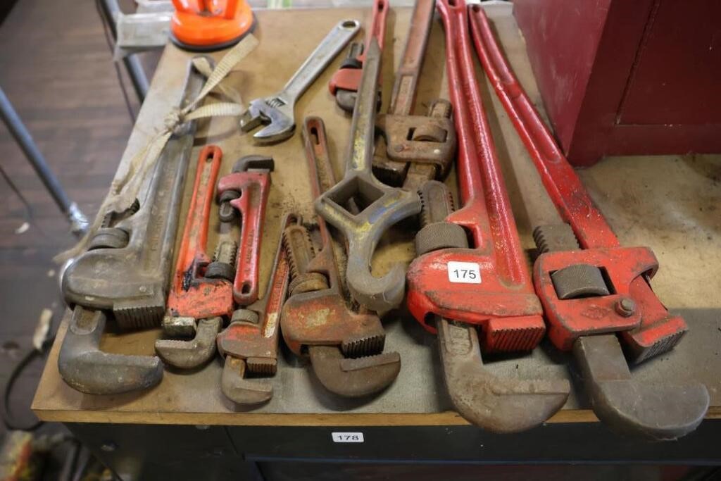 GROUP OF PIPE WRENCHES