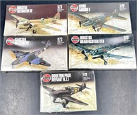 5 Vintage Airfix Model Airplane Kits Beaufighter +