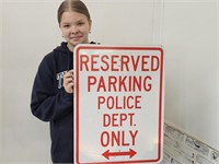Metal POLICE RESERVE PARKING Sign 18 x 24"