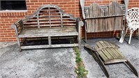 Teak Wood Garden Bench & 2 Teak Chairs