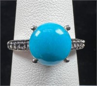 Turquoise and Sterling Silver Ring - Size 6