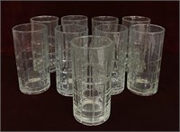 Set of 9 Clear Glass Windowpane Glasses