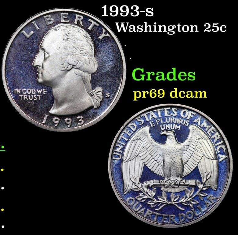 Proof 1993-s Washington Quarter 25c Grades GEM++ P