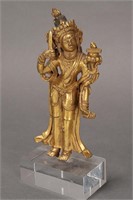 18th Century Sino-Tibetan Gilt Bronze Standing