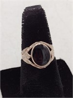 .925 Silver & Black Onyx Solitare Ring TW: 4.8g