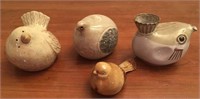 Tonala Mexican Stoneware Bird Figurines