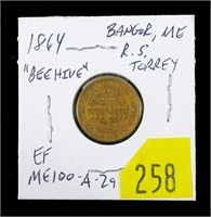 1864 Beehive Civil War token, Bangor, Maine