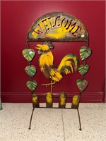 Metal Welcome Rooster Sign