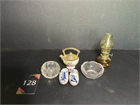 (2) Salt Cellars, Salt Shaker, Mini Latern & Misc