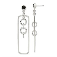 Sterling Silver- Black Austrian Crystal Earrings