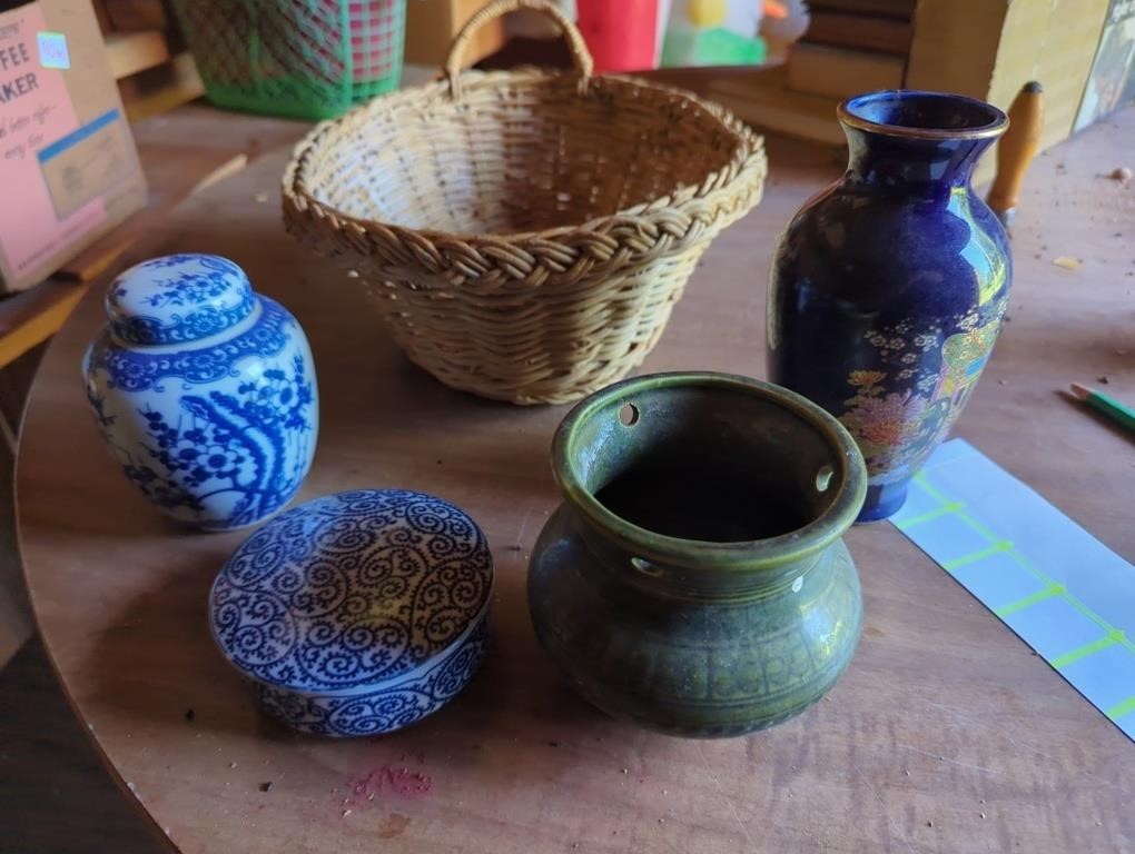 Japan vase, urn, trinket box, planter