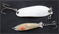 (2) MOTHER OF PEARL SPOONS FISHING BAITS