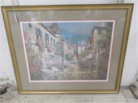FRAMED PRINT "CITY SCENE" SIGNED AND NUMBERED