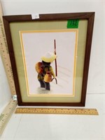 Framed Matted Embroidered Rice Farmer