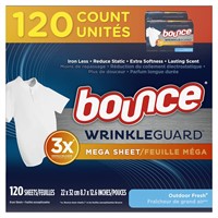 Bounce WrinkleGuard Mega Dryer Sheets Laundry Fabr